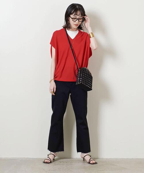 UNITED ARROWS(ユナイテッドアローズ)の「<UNITED ARROWS>バックボリューム フレンチスリーブ ニット W◆(ニット/セーター・レディース・ネイビー/レッド/モカ/その他7・FREE)」の13枚目の写真