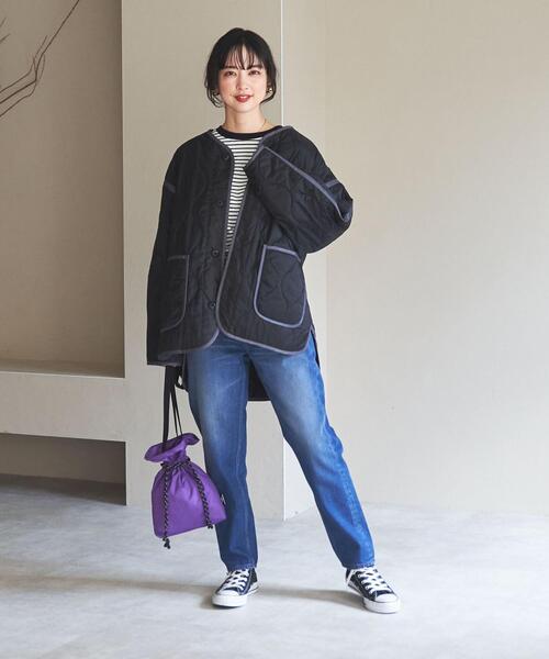 coen（コーエン）の「巾着ポーチショルダーバッグ（ショルダーバッグ・レディース・パープル/ホワイト/ブラック・FREE）」の14枚目の写真