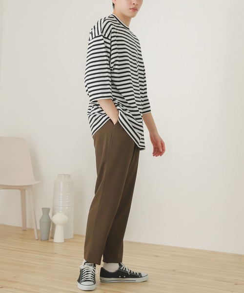 SENSE OF PLACE by URBAN RESEARCH（センスオブプレイスバイアーバンリサーチ）の「ボーダーエクストラルーズTシャツ(5分袖)（Tシャツ/カットソー・メンズ・ブラック/ロイヤルブルー・ONE）」の7枚目の写真