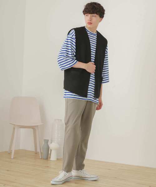 SENSE OF PLACE by URBAN RESEARCH（センスオブプレイスバイアーバンリサーチ）の「ボーダーエクストラルーズTシャツ(5分袖)（Tシャツ/カットソー・メンズ・ブラック/ロイヤルブルー・ONE）」の21枚目の写真