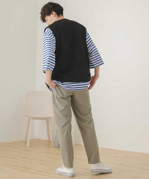 SENSE OF PLACE by URBAN RESEARCH（センスオブプレイスバイアーバンリサーチ）の「ボーダーエクストラルーズTシャツ(5分袖)（Tシャツ/カットソー・メンズ・ブラック/ロイヤルブルー・ONE）」の22枚目の写真