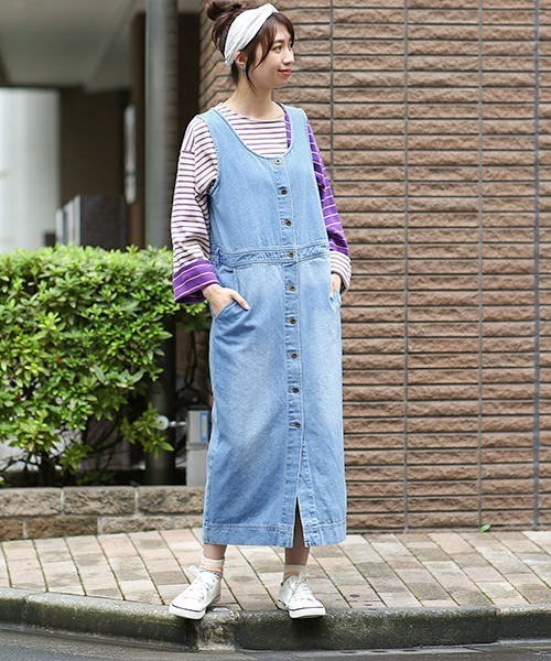 チチカカ（チチカカ）の「リサイクルデニムワンピース（ジャンパースカート・レディース・ブルー/インディゴブルー・FREE）」の11枚目の写真