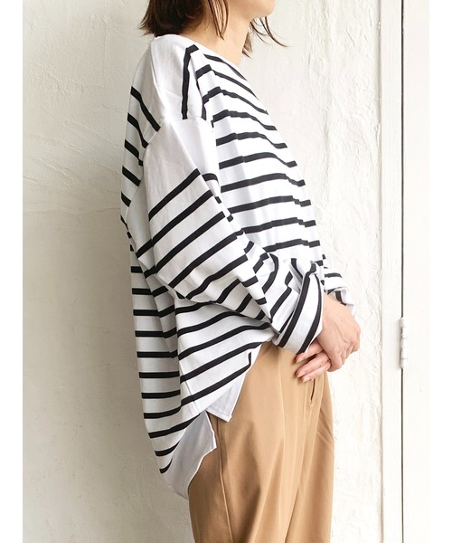MONT KEMMEL(モンケメル)の「モンケメル/MONT KEMMEL BIG BASQUE BORDER LS TEE(Tシャツ/カットソー・メンズ・ブルー/ブラック・MEDIUM/S/LARGE)」の3枚目の写真