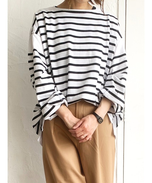 MONT KEMMEL(モンケメル)の「モンケメル/MONT KEMMEL BIG BASQUE BORDER LS TEE(Tシャツ/カットソー・メンズ・ブルー/ブラック・MEDIUM/S/LARGE)」の6枚目の写真
