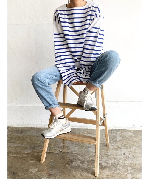 MONT KEMMEL(モンケメル)の「モンケメル/MONT KEMMEL BIG BASQUE BORDER LS TEE(Tシャツ/カットソー・メンズ・ブルー/ブラック・MEDIUM/S/LARGE)」の11枚目の写真