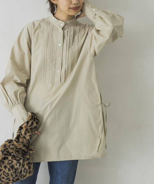 URBAN RESEARCH（アーバンリサーチ）の「バンドカラーサイドリボンシャツ（シャツ/ブラウス・レディース・ライトベージュ/オフホワイト/ブラウン・FREE）」の10枚目の写真