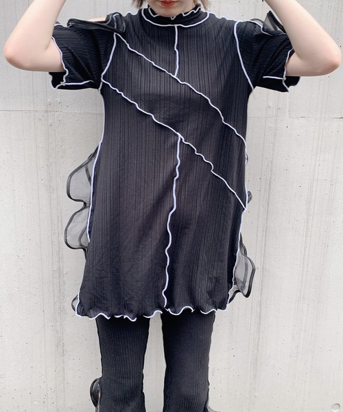 lilLilly（リルリリー）の「リブフリルワンピース（ワンピース・レディース・ブラック/ピンク/ブルー/アイボリー/ホワイト・FREE）」の4枚目の写真