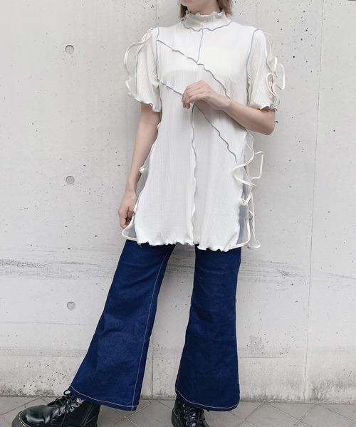 lilLilly（リルリリー）の「リブフリルワンピース（ワンピース・レディース・ブラック/ピンク/ブルー/アイボリー/ホワイト・FREE）」の10枚目の写真