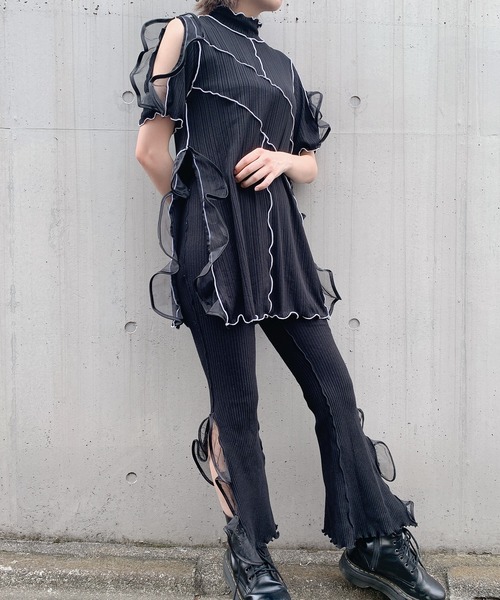 lilLilly（リルリリー）の「リブフリルワンピース（ワンピース・レディース・ブラック/ピンク/ブルー/アイボリー/ホワイト・FREE）」の12枚目の写真