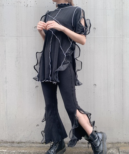 lilLilly（リルリリー）の「リブフリルワンピース（ワンピース・レディース・ブラック/ピンク/ブルー/アイボリー/ホワイト・FREE）」の13枚目の写真