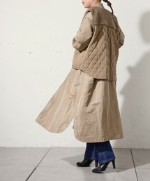 ear PAPILLONNER | 【SUM1 STYLE（スミ スタイル）】キルティングベスト付き３WAY馬刺繍コート(ノーカラーコート)