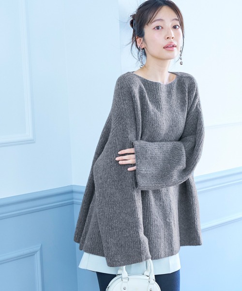 coca(coca)(コカ)の「ふあふあヤク風プルオーバーニット(ニット/セーター・レディース・ブラウン/チャコールグレー・ONESIZE)」の2枚目の写真