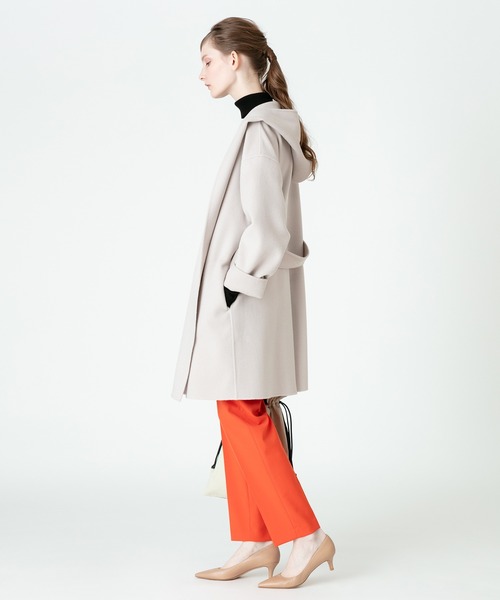 allureville カシミヤ混 フーディー リバーコート ライトベージュ allureville（アルアバイル）の「カシミヤ混リバーフーディーコート