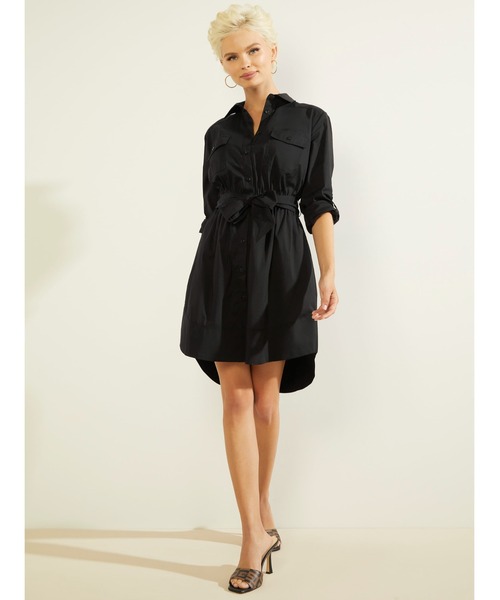 Guess（ゲス）の「Anika Shirtdress（シャツワンピース・レディース・ブラック/ベージュ・SMALL/MEDIUM/X-SMALL）」の11枚目の写真