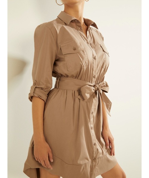 Guess（ゲス）の「Anika Shirtdress（シャツワンピース・レディース・ブラック/ベージュ・SMALL/MEDIUM/X-SMALL）」の6枚目の写真
