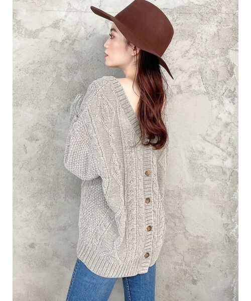 GYDA（ジェイダ）の「2WAYモールヤーンケーブルニット TOPS（ニット/セーター・レディース・オフホワイト/オリーブ/ベージュ・FREE）」の14枚目の写真