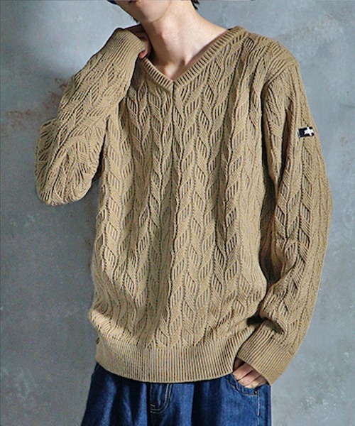 JOKER(ジョーカー)の「【JOKER】変わり編み7G長袖ニットセーター クルーネック/Vネック/ショールカラー 春服(ニット/セーター・メンズ・グレー系その他2/ブラウン系その他2/ブルー系その他2/オレンジ系その他2/グレー/ホワイト/ブラック系その他2/ブルー/ホワイト系その他2/ブラック/モカ/グレー系その他/オレンジ系その他/ホワイト系その他/ブルー系その他/オレンジ/ブラウン系その他/ブラック系その他・M/XL/L)」の11枚目の写真