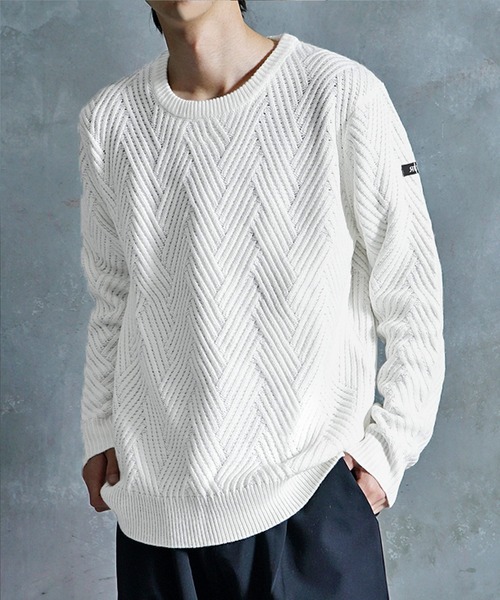 JOKER(ジョーカー)の「【JOKER】変わり編み7G長袖ニットセーター クルーネック/Vネック/ショールカラー 春服(ニット/セーター・メンズ・グレー系その他2/ブラウン系その他2/ブルー系その他2/オレンジ系その他2/グレー/ホワイト/ブラック系その他2/ブルー/ホワイト系その他2/ブラック/モカ/グレー系その他/オレンジ系その他/ホワイト系その他/ブルー系その他/オレンジ/ブラウン系その他/ブラック系その他・M/XL/L)」の2枚目の写真
