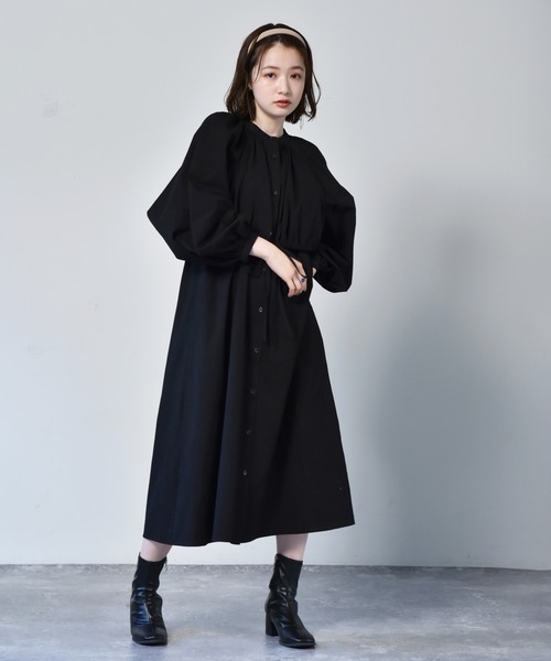 RETRO GIRL（レトロガール）の「前開きレイヤード風ワンピース（ワンピース・レディース・オレンジ/ライトベージュ/ブラック・FREE）」の7枚目の写真