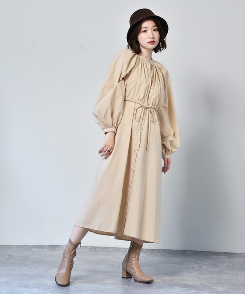 RETRO GIRL（レトロガール）の「前開きレイヤード風ワンピース（ワンピース・レディース・オレンジ/ライトベージュ/ブラック・FREE）」の8枚目の写真