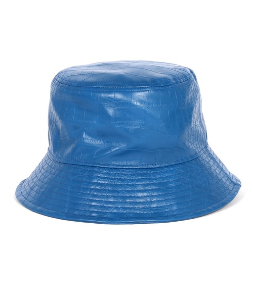 Figments（フィグメンツ）の「クロコフェイクレザーバケットハット（ハット・レディース・オフホワイト/ブラック/ブルー・FREE）」の4枚目の写真