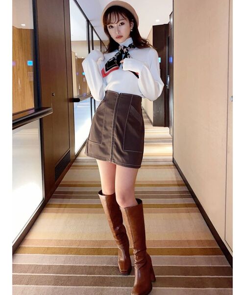 RESEXXY（リゼクシー）の「スカーフニットプルオーバー（ニット/セーター・レディース・ホワイト/ブラック/モカ/キャメル・FREE）」の14枚目の写真