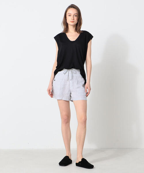 JAMES PERSE（ジェームスパース）の「クリアジャージー Vネックプルオーバー WKJ3636（Tシャツ/カットソー・レディース・ホワイト/ブラック/グレー・0/2/1/3）」の5枚目の写真