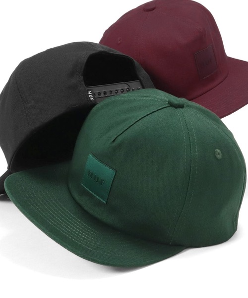 HUF（ハフ）の「ハフ キャップ フラットバイザー スナップバック（キャップ・メンズ・ブラック/カーキ/ブルー/ワイン/グリーン/ブラック×ブラック・FREE）」の4枚目の写真