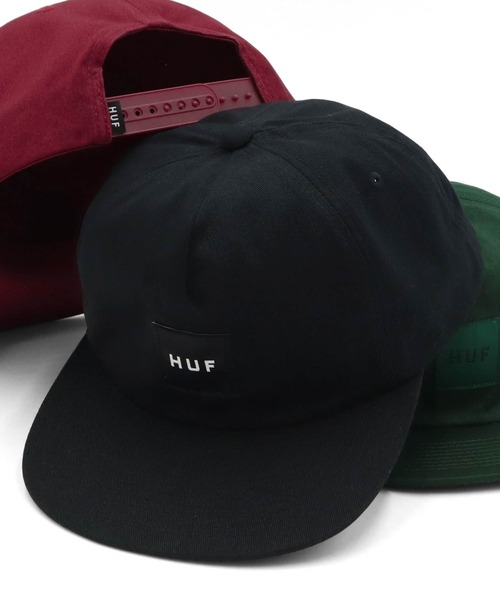 HUF（ハフ）の「ハフ キャップ フラットバイザー スナップバック（キャップ・メンズ・ブラック/カーキ/ブルー/ワイン/グリーン/ブラック×ブラック・FREE）」の2枚目の写真