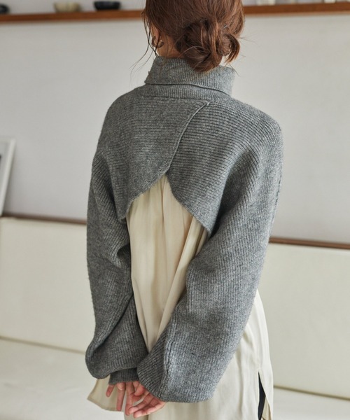 mysty woman（ミスティウーマン）の「前後2WAYショートドルマンニット 255244（ニット/セーター・レディース・ベージュ/グレー/アイボリー/グリーン系・FREE）」の21枚目の写真