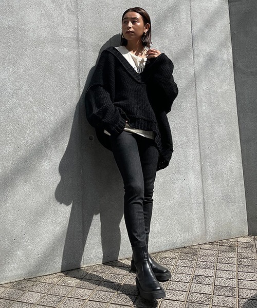 CREDONA（クレドナ）の「ブラックハイウエストスキニーデニム（デニムパンツ・レディース・ブラック・S/M/L）」の20枚目の写真