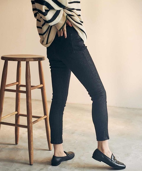 CREDONA（クレドナ）の「ブラックハイウエストスキニーデニム（デニムパンツ・レディース・ブラック・S/M/L）」の12枚目の写真