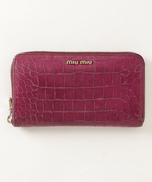 セール ブランド古着 ラウンドファスナー長財布 財布 Miu Miu ミュウミュウ のファッション通販 Zozoused