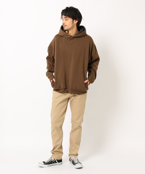 BASECONTROL(ベースコントロール)の「◆Horizon dream 裏毛 配色デザインパーカー(パーカー・メンズ・ブラック/アイボリー/ブラウン系・02/03)」の6枚目の写真