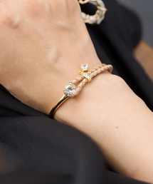 ZAKKA-BOX（ザッカボックス）の「クリスタルストーンレザーブレスレット(ゴールド)（ブレスレット）」