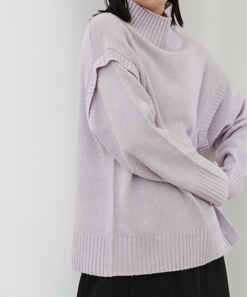 Aunt Marie's（アントマリーズ）の「ショルダータックカラータートルニット（ニット/セーター・レディース・ホワイト/ライトブルー/パープル/グリーン・FREE）」の17枚目の写真