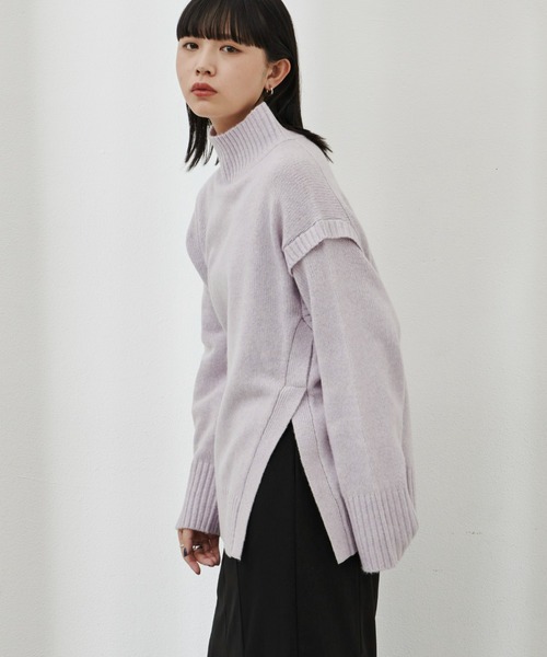 Aunt Marie's（アントマリーズ）の「ショルダータックカラータートルニット（ニット/セーター・レディース・ホワイト/ライトブルー/パープル/グリーン・FREE）」の14枚目の写真