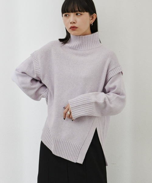 Aunt Marie's（アントマリーズ）の「ショルダータックカラータートルニット（ニット/セーター・レディース・ホワイト/ライトブルー/パープル/グリーン・FREE）」の16枚目の写真