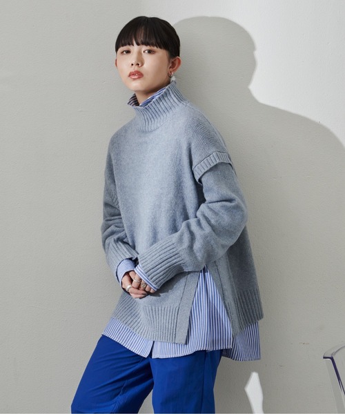 Aunt Marie's（アントマリーズ）の「ショルダータックカラータートルニット（ニット/セーター・レディース・ホワイト/ライトブルー/パープル/グリーン・FREE）」の21枚目の写真