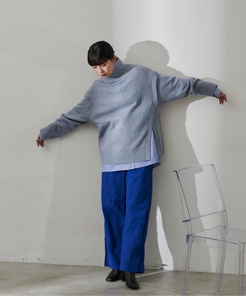 Aunt Marie's（アントマリーズ）の「ショルダータックカラータートルニット（ニット/セーター・レディース・ホワイト/ライトブルー/パープル/グリーン・FREE）」の10枚目の写真