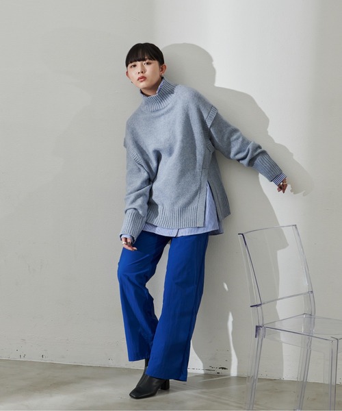 Aunt Marie's（アントマリーズ）の「ショルダータックカラータートルニット（ニット/セーター・レディース・ホワイト/ライトブルー/パープル/グリーン・FREE）」の22枚目の写真