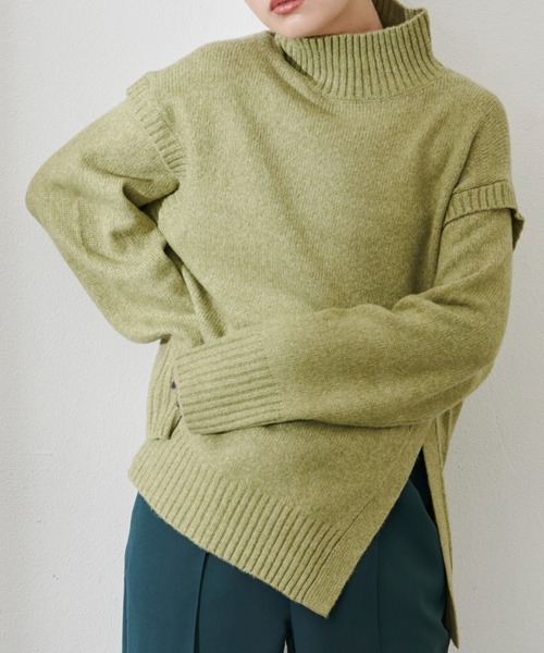 Aunt Marie's（アントマリーズ）の「ショルダータックカラータートルニット（ニット/セーター・レディース・ホワイト/ライトブルー/パープル/グリーン・FREE）」の19枚目の写真