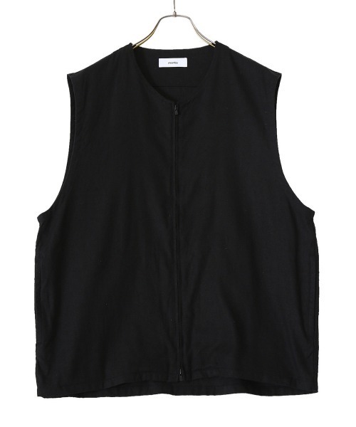 marka（マーカ）の「marka / マーカ：ZIP UP VEST - SILK LINEN TWILL -：M22A-05BL01A[COR]（ベスト・メンズ・ブラック・2/3）」の7枚目の写真