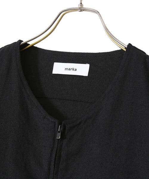 marka（マーカ）の「marka / マーカ：ZIP UP VEST - SILK LINEN TWILL -：M22A-05BL01A[COR]（ベスト・メンズ・ブラック・2/3）」の9枚目の写真