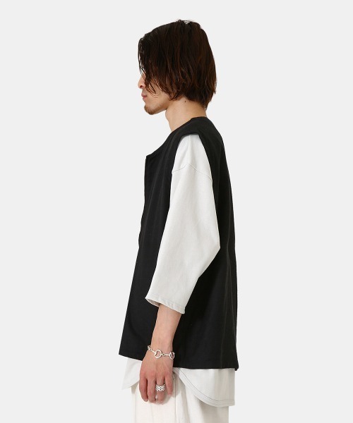 marka（マーカ）の「marka / マーカ：ZIP UP VEST - SILK LINEN TWILL -：M22A-05BL01A[COR]（ベスト・メンズ・ブラック・2/3）」の5枚目の写真