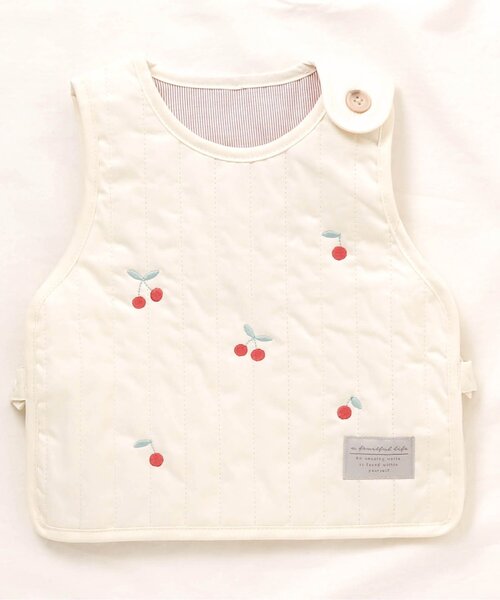 apres les cours（アプレレクール）の「フルーツ刺繍キルティングベスト（ベスト・キッズ・ピンク/オレンジ・90）」の2枚目の写真