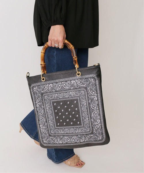 【MARLON/マルロン】 バンダナプリントバンブーハンドル 2WAY BAG◆
