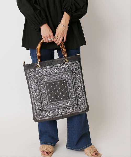 MARLON/マルロン】 バンダナプリントバンブーハンドル 2WAY BAG 