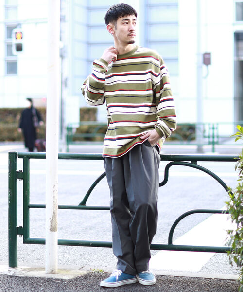 BEAMS（ビームス）の「BEAMS / マルチボーダー クルー ロング Tシャツ 