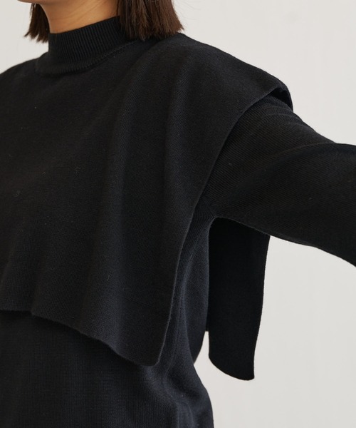 BONbazaar（ボンバザール）の「ケープロングニット（ニット/セーター・レディース・グリーン/モカ/ブラック/オフホワイト・FREE）」の12枚目の写真